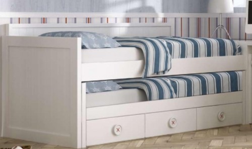 Cama blanca con cajones - Imagen 2